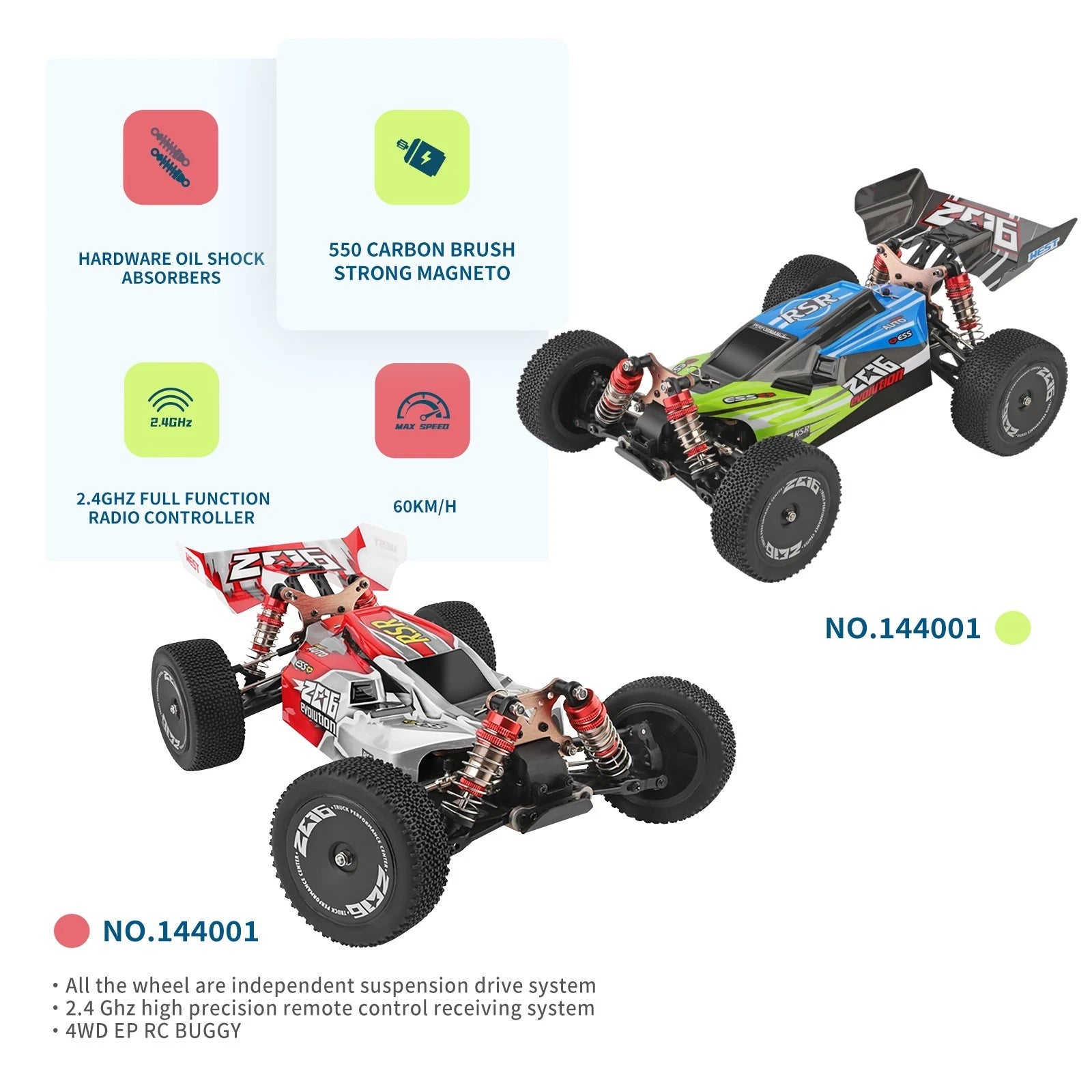 WLtoys 144011 1/14 4WD High-Speed RC Buggy - 65km/h Off-Road Racing Car