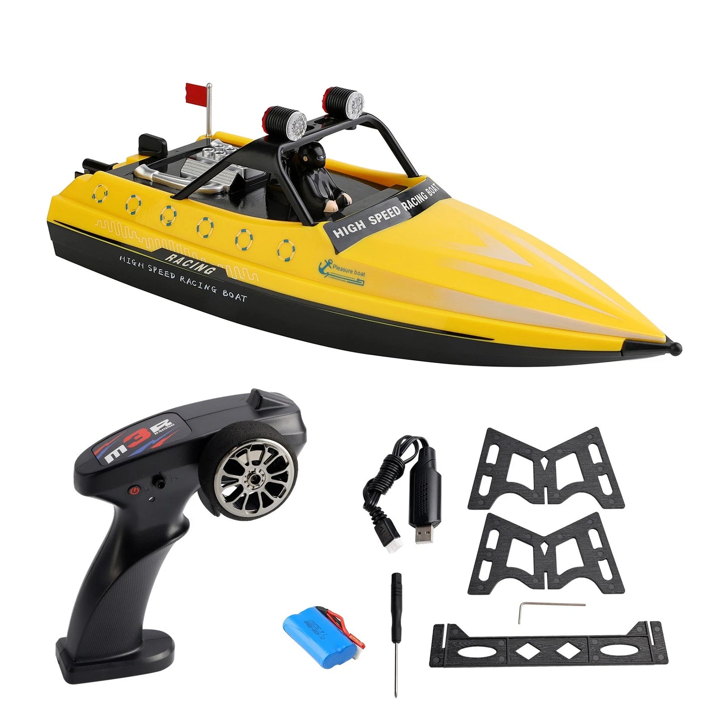 WLtoys WL917 2.4GHz RC Jet Boat - High-Speed Remote Control Racing Boat, Yellow