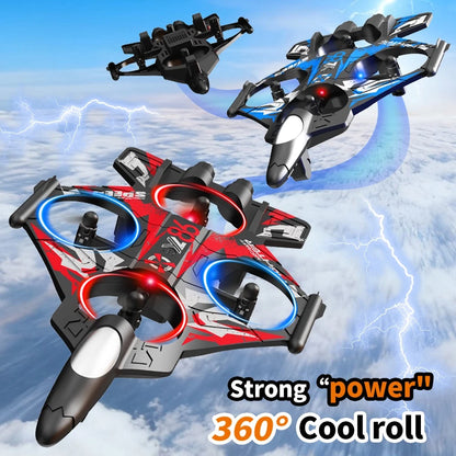YL86 Fighter Jet RC Quadcopter Drone with FPV Screen Remote & LED Lights