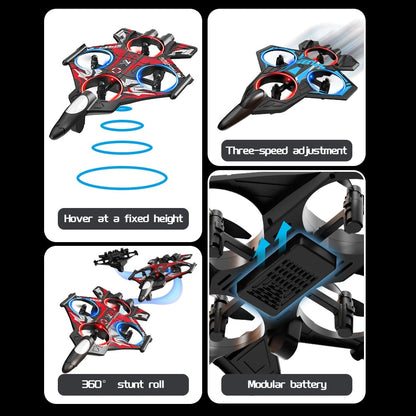 YL86 Fighter Jet RC Quadcopter Drone with FPV Screen Remote & LED Lights