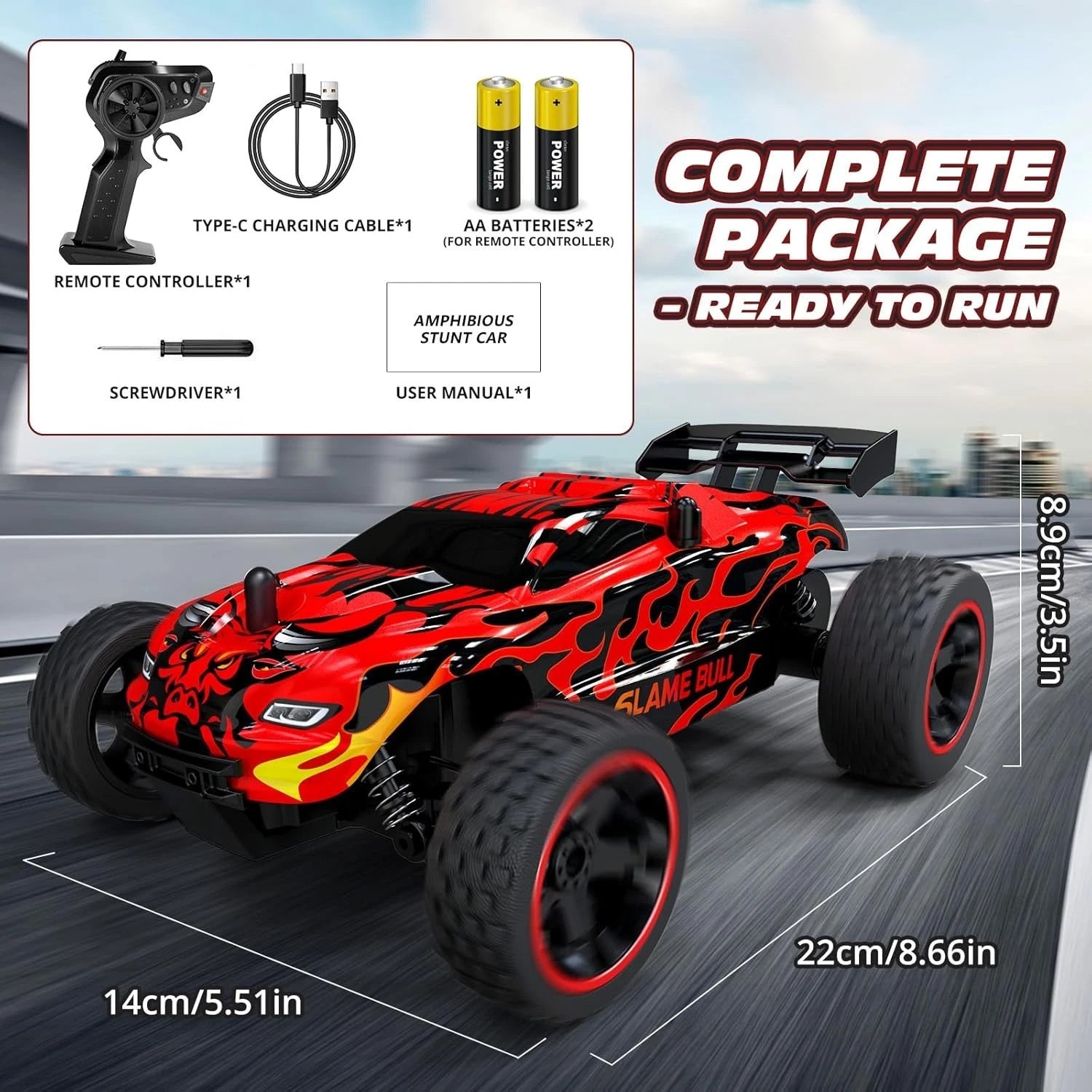 1/18 Scale 4x4 Off-Road RC Truck with LED Lights and USB-C Charging