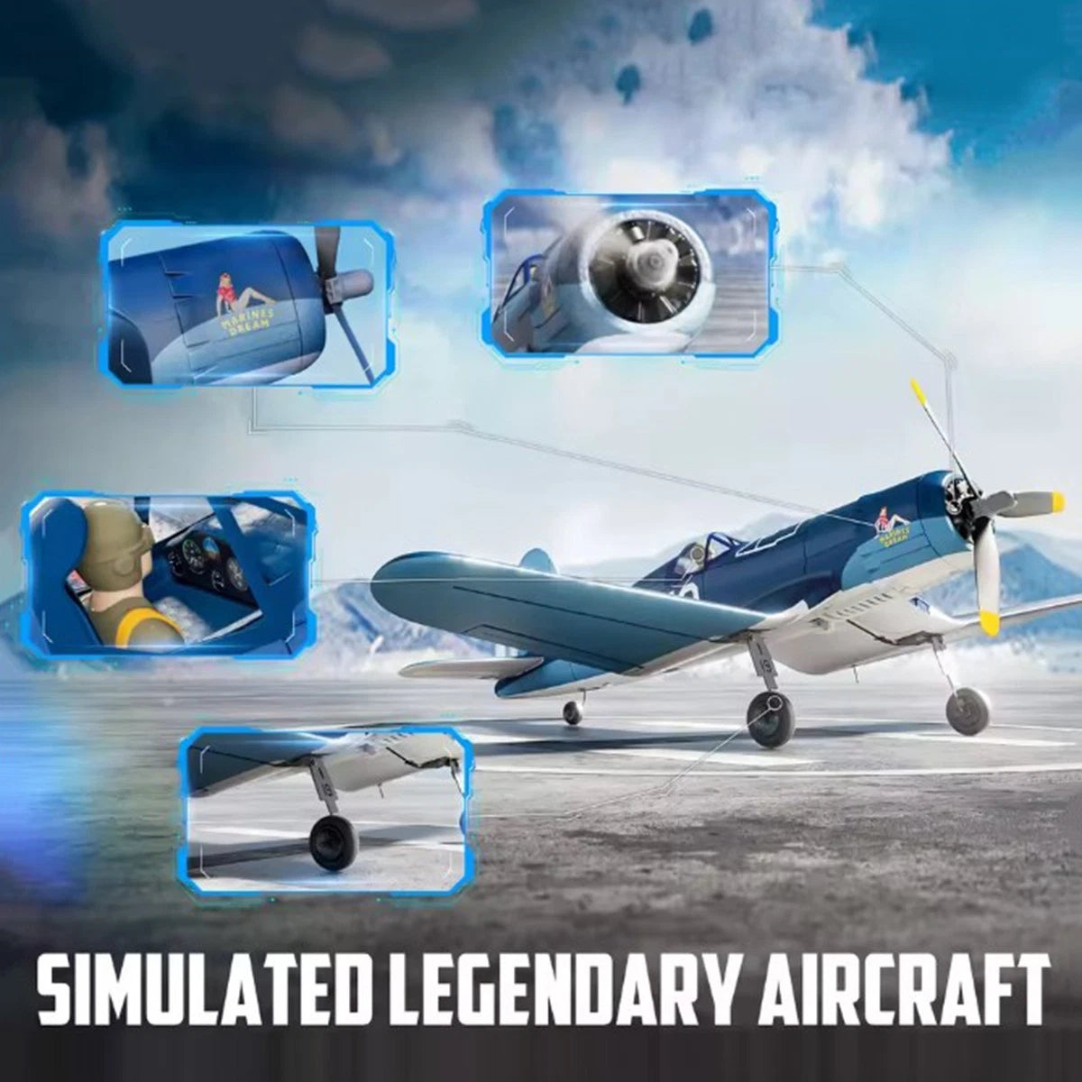 Volantex F4U Corsair 500mm RC Plane - 2.4GHz 4CH Brushless Warbird