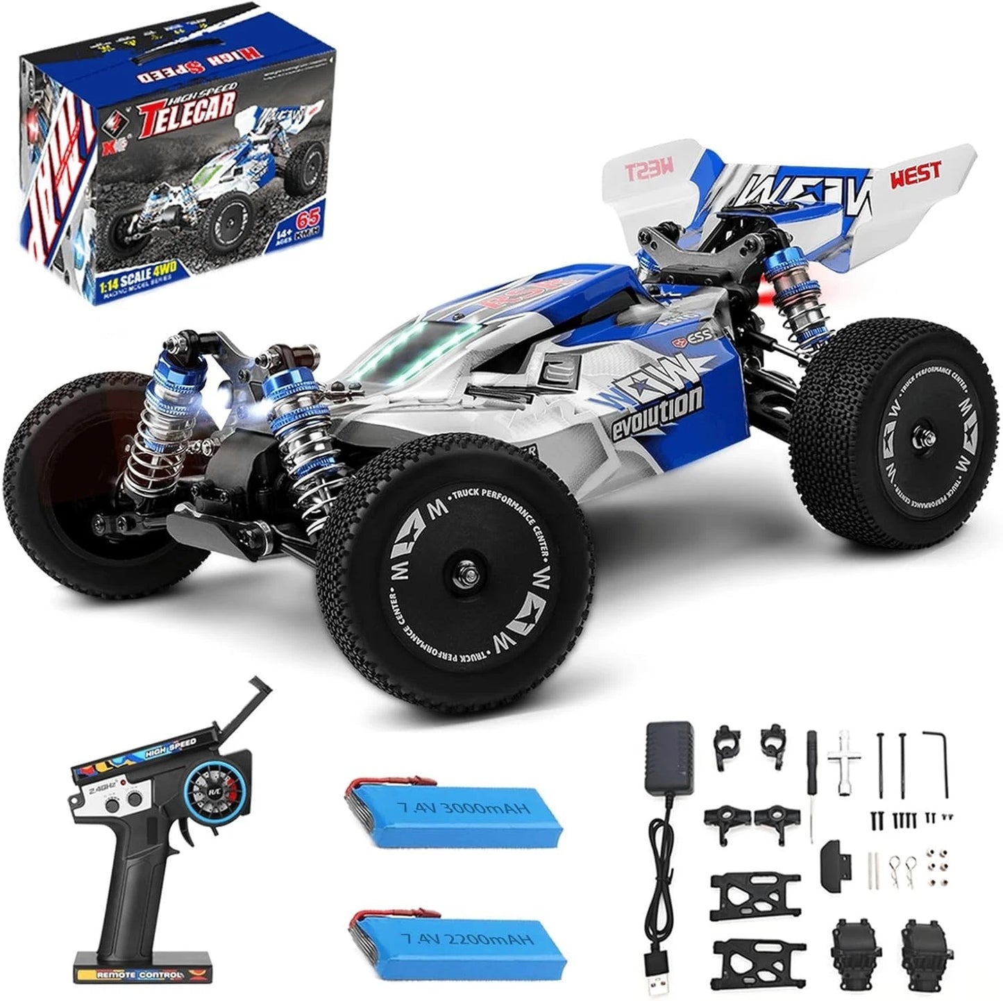WLtoys 144011 1/14 4WD High-Speed RC Buggy - 65km/h Off-Road Racing Car