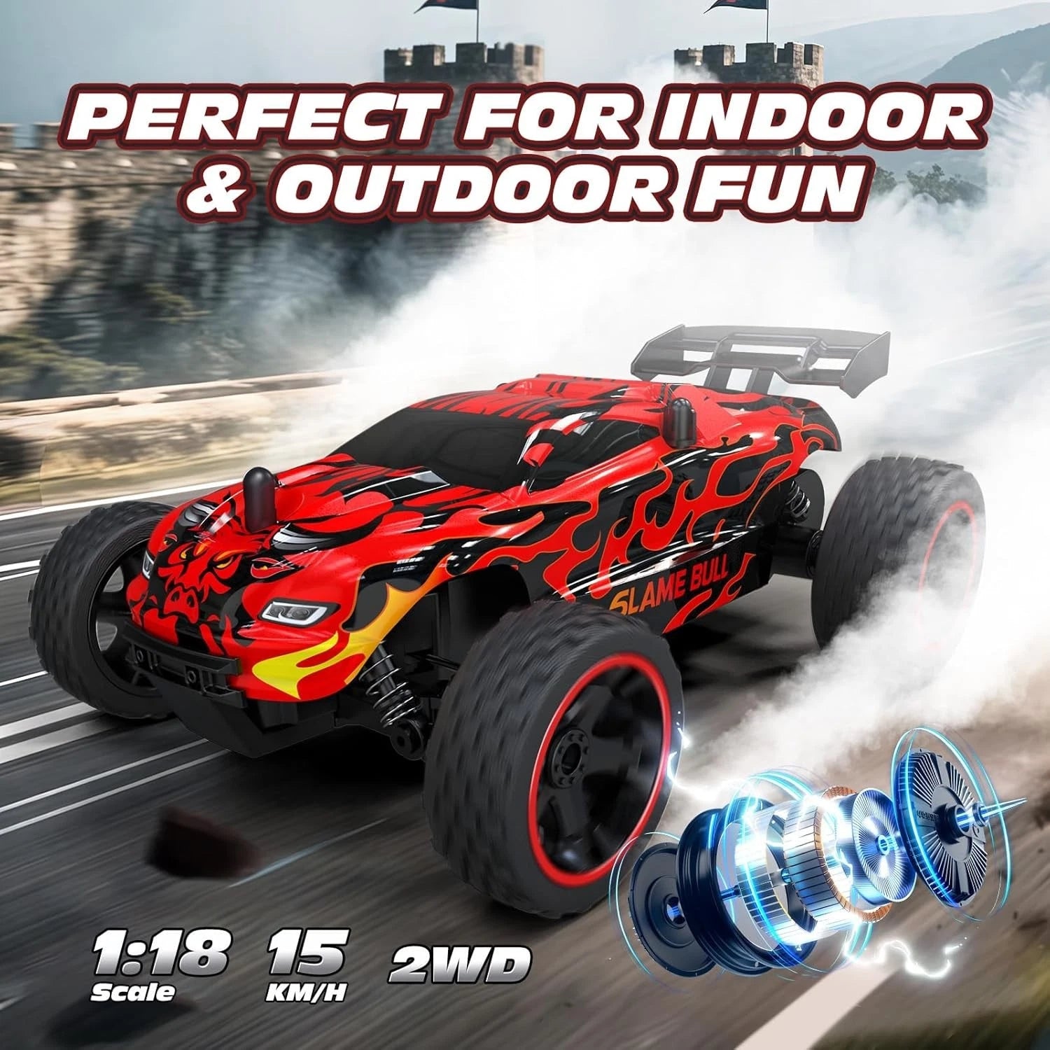 1/18 Scale 4x4 Off-Road RC Truck with LED Lights and USB-C Charging