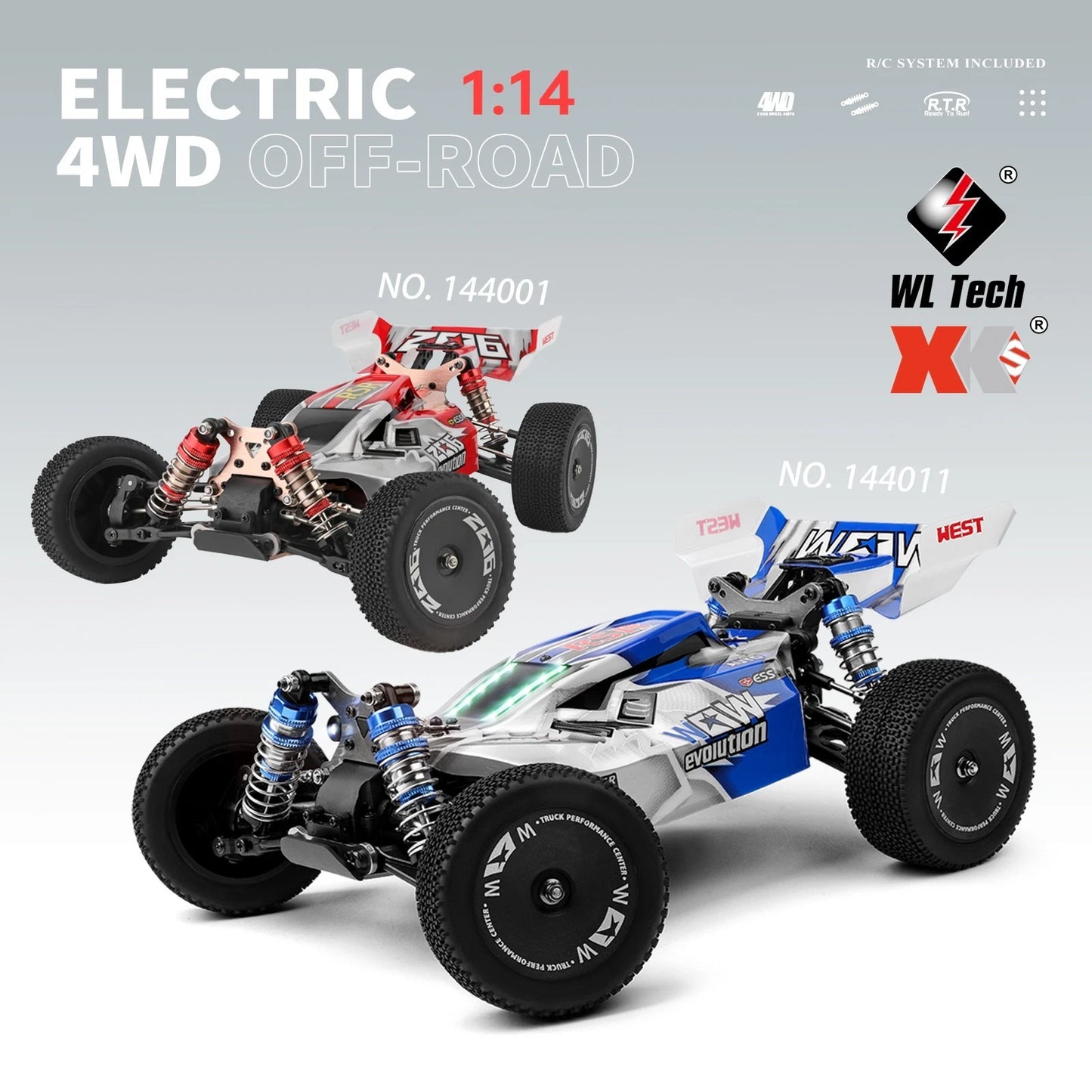 WLtoys 144011 1/14 4WD High-Speed RC Buggy - 65km/h Off-Road Racing Car