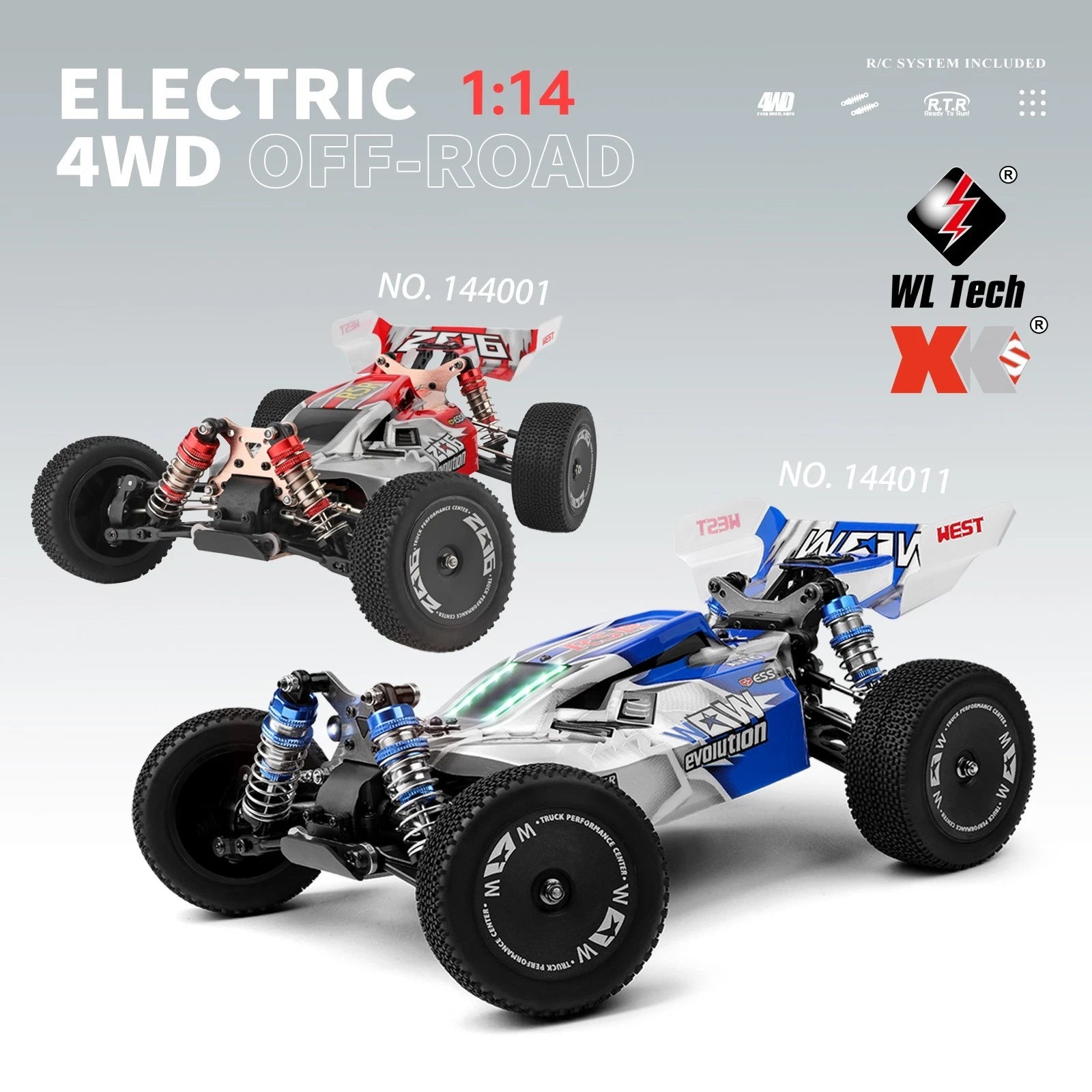 WLtoys 144011 1/14 4WD High-Speed RC Buggy - 65km/h Off-Road Racing Car