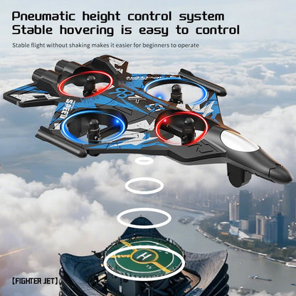 YL86 Fighter Jet RC Quadcopter Drone with FPV Screen Remote & LED Lights