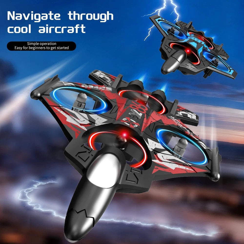 YL86 Fighter Jet RC Quadcopter Drone with FPV Screen Remote & LED Lights