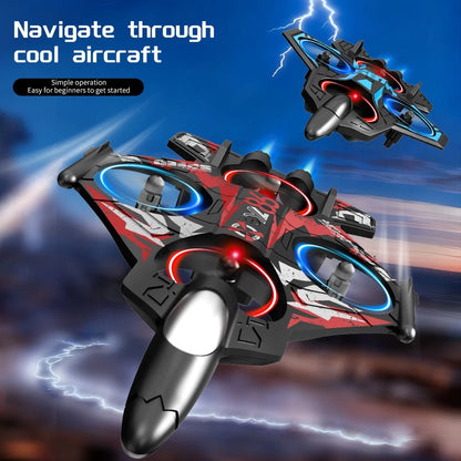 YL86 Fighter Jet RC Quadcopter Drone with FPV Screen Remote & LED Lights