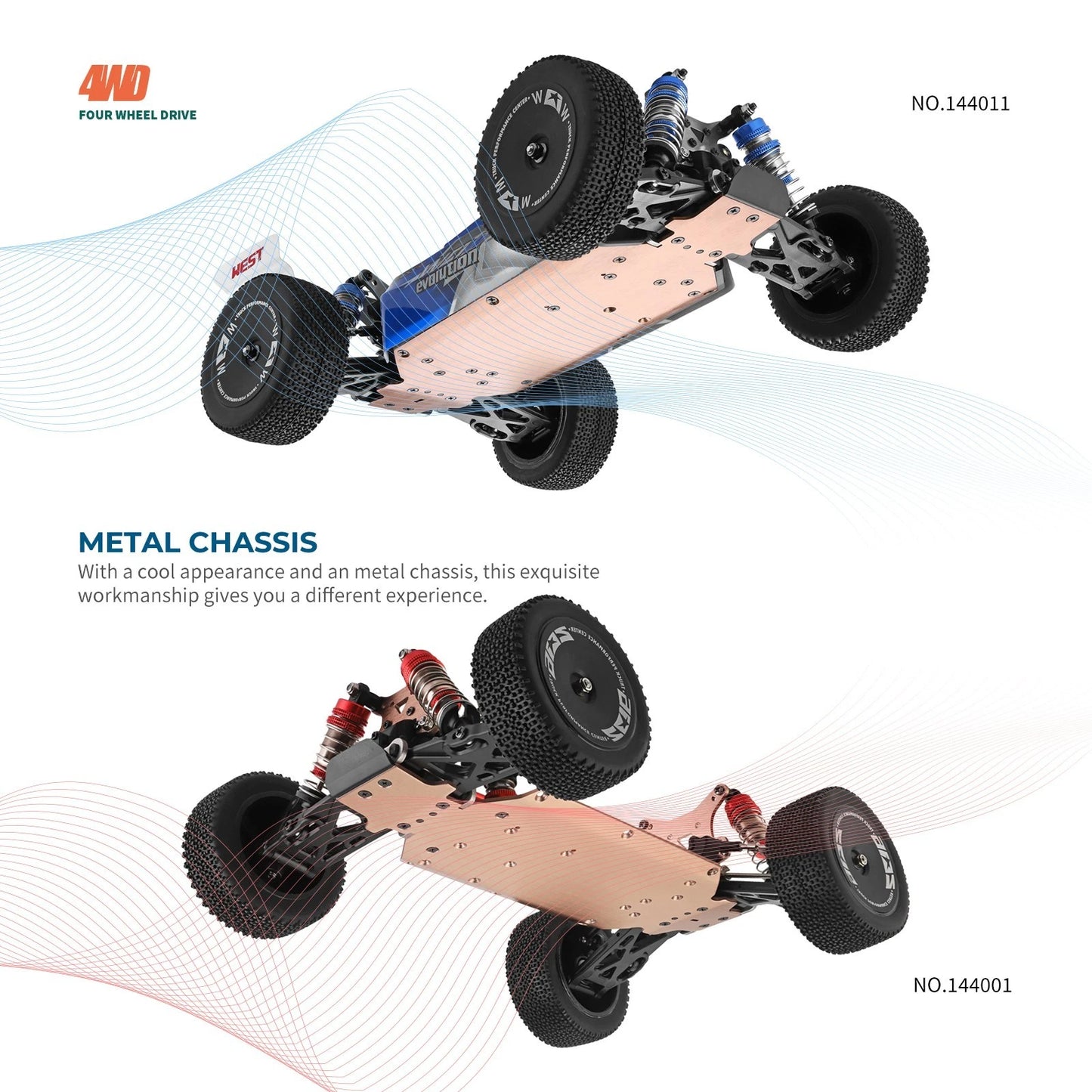 WLtoys 144011 1/14 4WD High-Speed RC Buggy - 65km/h Off-Road Racing Car