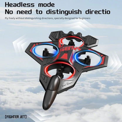 YL86 Fighter Jet RC Quadcopter Drone with FPV Screen Remote & LED Lights