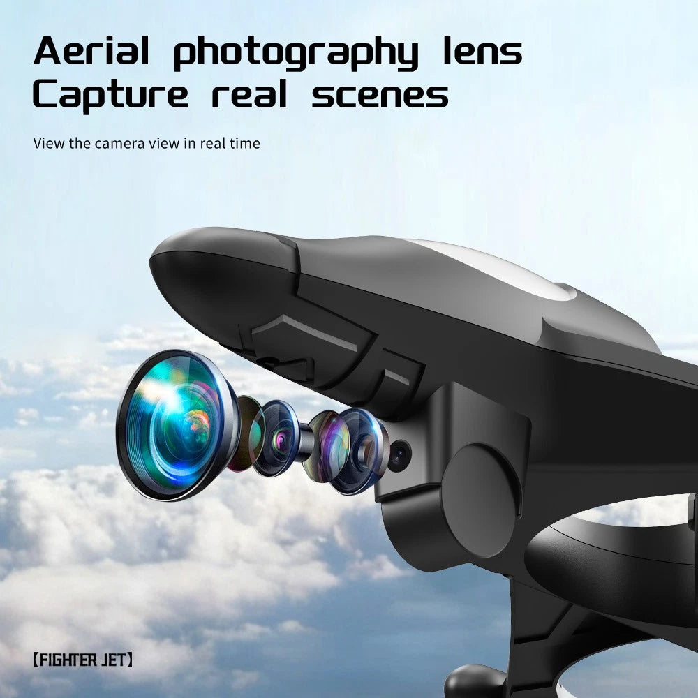 YL86 Fighter Jet RC Quadcopter Drone with FPV Screen Remote & LED Lights
