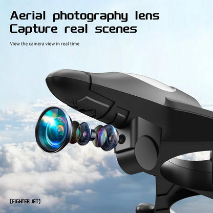 YL86 Fighter Jet RC Quadcopter Drone with FPV Screen Remote & LED Lights