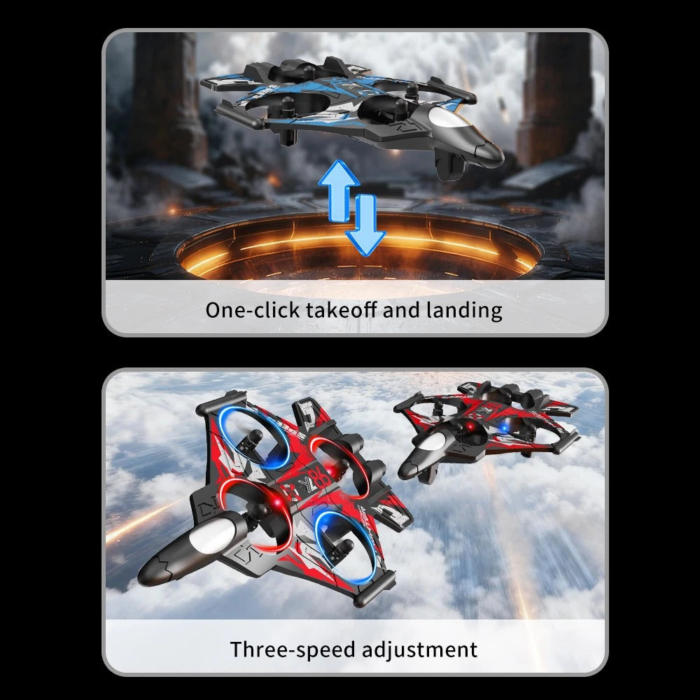YL86 Fighter Jet RC Quadcopter Drone with FPV Screen Remote & LED Lights