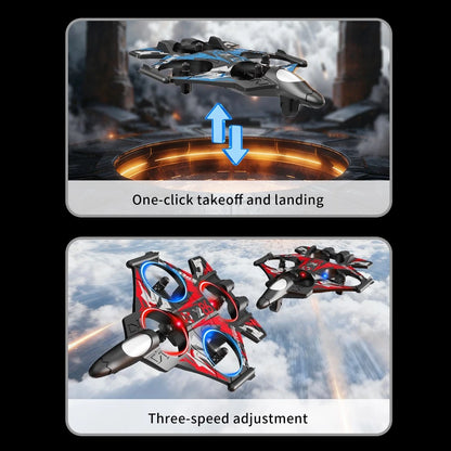 YL86 Fighter Jet RC Quadcopter Drone with FPV Screen Remote & LED Lights