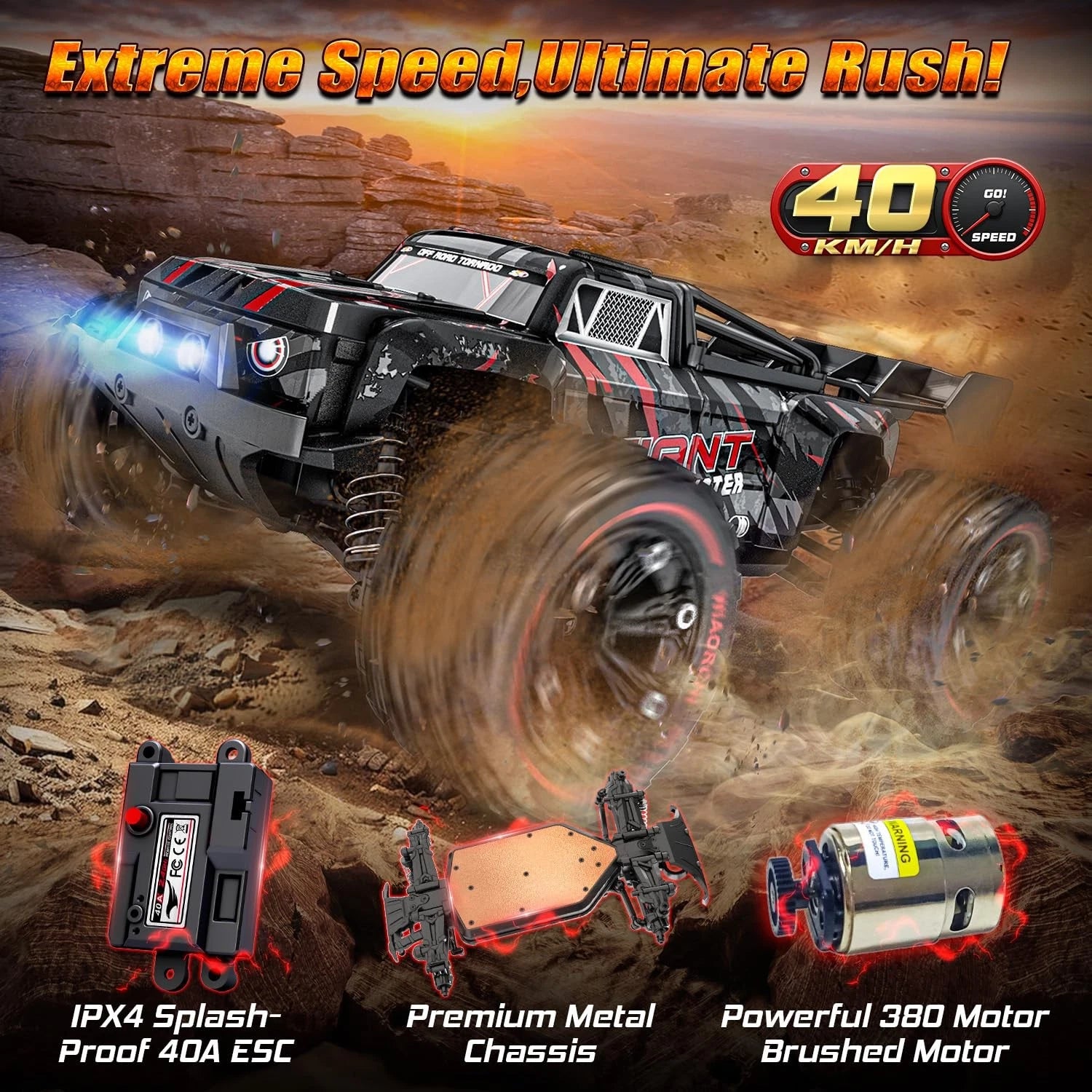 1/14 Scale 4WD Brushless RC Monster Truck - High-Speed Off-Road Hobby Grade RC Car