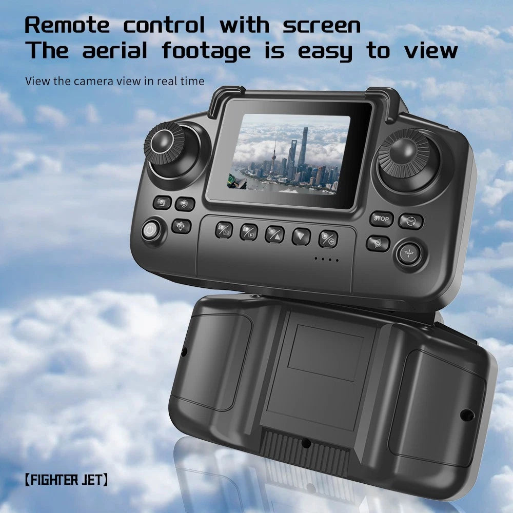 YL86 Fighter Jet RC Quadcopter Drone with FPV Screen Remote & LED Lights