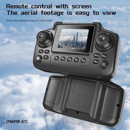 YL86 Fighter Jet RC Quadcopter Drone with FPV Screen Remote & LED Lights